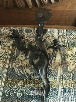 Vintage Art New Face Brass Bronze Wall Candle Holder Dionysos Bacchus