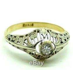 Vintage Art Nouveau Antique Ring Ans'10 Liberty 18kt Gold Diamond 0.24 Ct