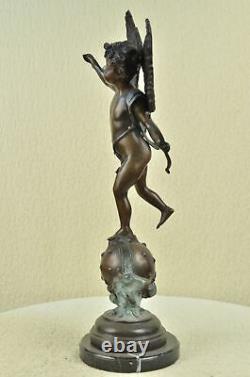 Vintage Art Nouveau Bronze Bronze Angelot Cupid Statue 24 Sculpture