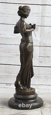 Vintage Art Nouveau Bronze Signed Pittaluga Nymph Goddess Statue Sculpture Gift