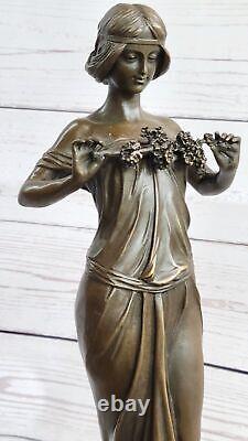 Vintage Art Nouveau Bronze Signed Pittaluga Nymph Goddess Statue Sculpture Gift