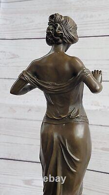 Vintage Art Nouveau Bronze Signed Pittaluga Nymph Goddess Statue Sculpture Gift