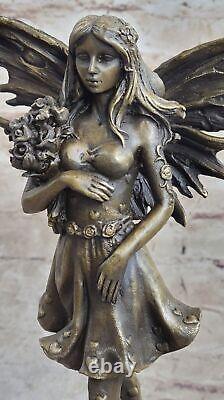 Vintage Art Nouveau Cast Bronze Fairy Statue Magical Mystical 10 Old Rare