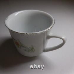 Vintage Art Nouveau Ceramic Porcelain China Coffee Cup with Flower Design N6214