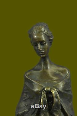 Vintage Art Nouveau French Victorian Woman Bronze Sculpture Statue Parlor Home