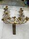 Vintage Art Nouveau Gilded Metal Canopy With Foliage And Flower Lamps
