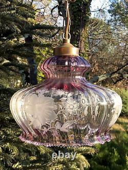 Vintage Art Nouveau Glass Globe Suspension Lamp