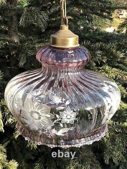 Vintage Art Nouveau Glass Globe Suspension Lamp