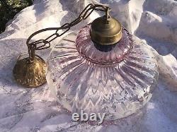 Vintage Art Nouveau Glass Globe Suspension Lamp