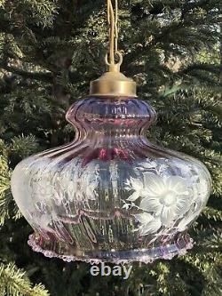 Vintage Art Nouveau Glass Globe Suspension Lamp