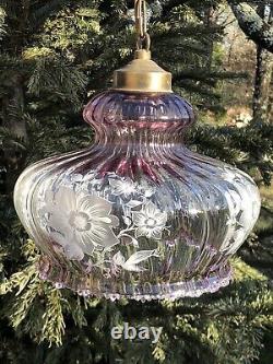 Vintage Art Nouveau Glass Globe Suspension Lamp