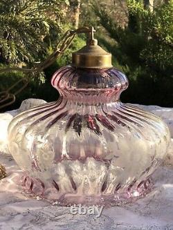 Vintage Art Nouveau Glass Globe Suspension Lamp Chandelier