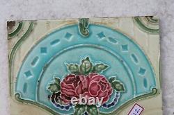 Vintage Art Nouveau Majolica Rose Flower Design Architecture NH4442