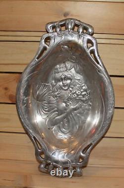 Vintage Art Nouveau Metal Ornate Tray Bowl