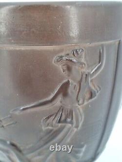 Vintage Art Nouveau Molded Stained Glass Vase in Plum, Georges de Feure Design