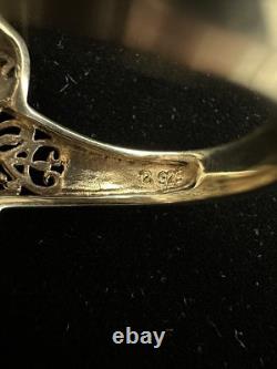 Vintage Art Nouveau Motif Gold + Silver Ross Simon Filigree Band Ring Size 10