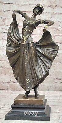 Vintage Art Nouveau Style Bronze Statue Chiparus Sculpture 'Lost' Cire Method