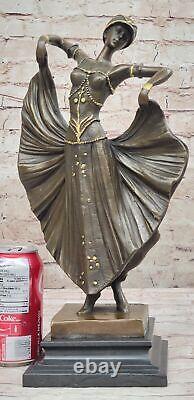 Vintage Art Nouveau Style Bronze Statue Chiparus Sculpture 'Lost' Cire Method