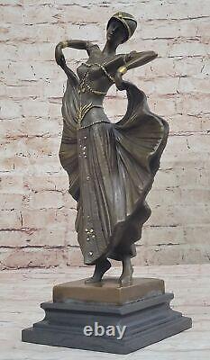 Vintage Art Nouveau Style Bronze Statue Chiparus Sculpture 'Lost' Cire Method