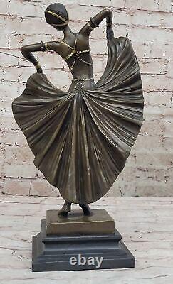 Vintage Art Nouveau Style Bronze Statue Chiparus Sculpture 'Lost' Cire Method