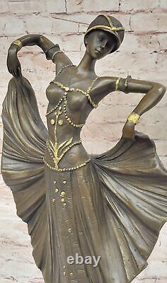 Vintage Art Nouveau Style Bronze Statue Chiparus Sculpture 'Lost' Cire Method