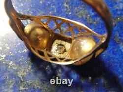 Vintage Art Nouveau Tank Ring Gold 18k 750 + Diamonds Hallmarks 3.11g T57/58