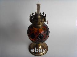 Vintage Art Nouveau Tiffany Jugendstil Glass Mosaic Oil Lamp