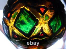 Vintage Art Nouveau Tiffany Jugendstil Glass Mosaic Oil Lamp