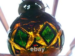 Vintage Art Nouveau Tiffany Jugendstil Glass Mosaic Oil Lamp