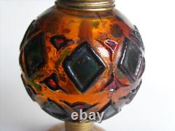 Vintage Art Nouveau Tiffany Jugendstil Glass Mosaic Oil Lamp