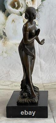 Vintage Art Style Bronze Jules Debois Nouveau Nude Dancer Woman Deco Statue