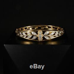 Vintage Bracelet With Diamonds Altschliff 37 Art Nouveau 14 Karat Yellow Gold