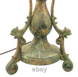 Vintage Brass Bronze With Patina 35 Art New Floor Table Lamp Fishes On Base