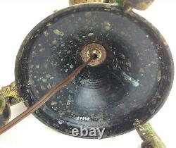 Vintage Brass Bronze With Patina 35 Art New Floor Table Lamp Fishes On Base
