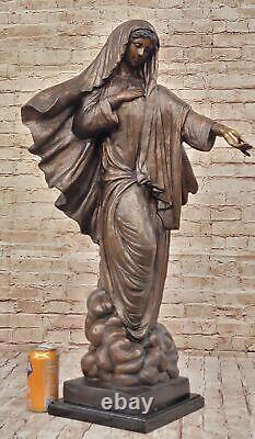 Vintage Bronze Art Nouveau Jesus Mary Catholic Icon Cast Sculpture Open