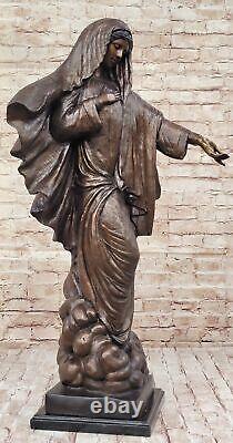 Vintage Bronze Art Nouveau Jesus Mary Catholic Icon Cast Sculpture Open