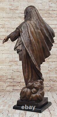 Vintage Bronze Art Nouveau Jesus Mary Catholic Icon Cast Sculpture Open