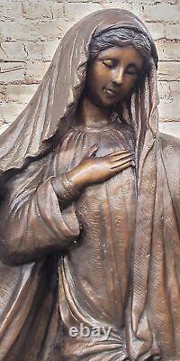 Vintage Bronze Art Nouveau Jesus Mary Catholic Icon Cast Sculpture Open