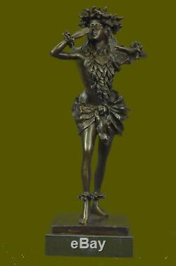 Vintage Bronze Colored Metal Hawaiian Hula Dancer Art Movement Fonte Figurine