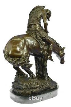 Vintage Bronze / Iron The Trail End Of Indian On Horse Art Nouveau Vitaleh