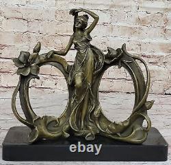 Vintage Bronze Photo Frame, Metal, Woman Standing Pose. Art Nouveau Sale