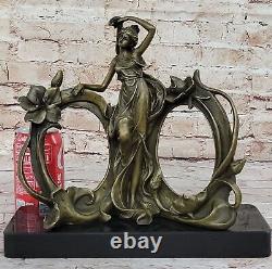 Vintage Bronze Photo Frame, Metal, Woman Standing Pose. Art Nouveau Sale