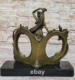 Vintage Bronze Photo Frame, Metal, Woman Standing Pose. Art Nouveau Sale