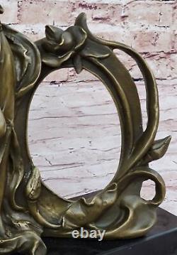 Vintage Bronze Photo Frame, Metal, Woman Standing Pose. Art Nouveau Sale