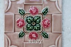 Vintage Carreau Art Nouveau Majolica Rose Flower Design Architecture NH4441