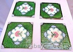 Vintage Ceramic Tiles Porcelain Majolique Art New Geometric Flower Pattern