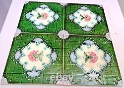Vintage Ceramic Tiles Porcelain Majolique Art New Geometric Flower Pattern
