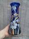 Vintage Enamelled Vase Dragonfly Narcissus Cobalt Blue Glass Art Nouveau Legras