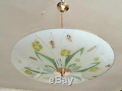 Vintage Engraved Ceiling Dome Acid Domed Glass Chandelier Decor Art Nouveau