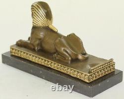 Vintage European Finery Art Deco Egyptian Revival Bronze Sphinx Squeeze-book Lrg